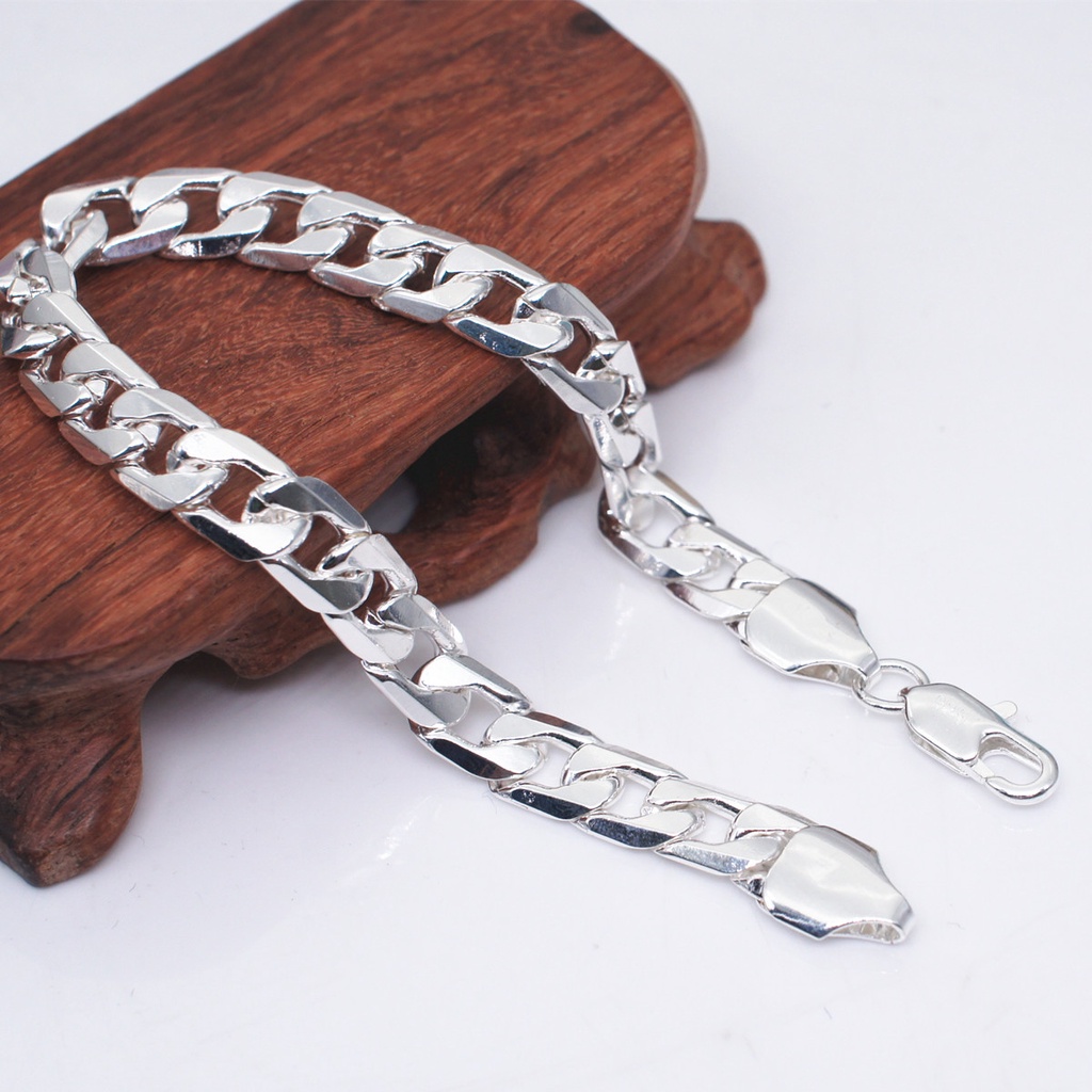 Gelang Kepang Bahan Stainless Steel Lapis Silver Ukuran 8mm Gaya Eropa Amerika Untuk Wanita