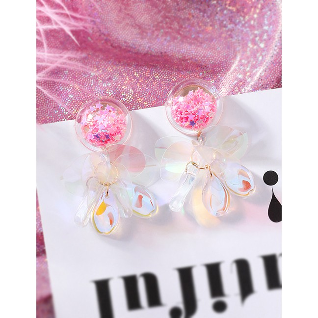 LRC Anting Tusuk Fashion (sequin Tassels) Fruit Smiley Love Transparent Ball Earrings F68056