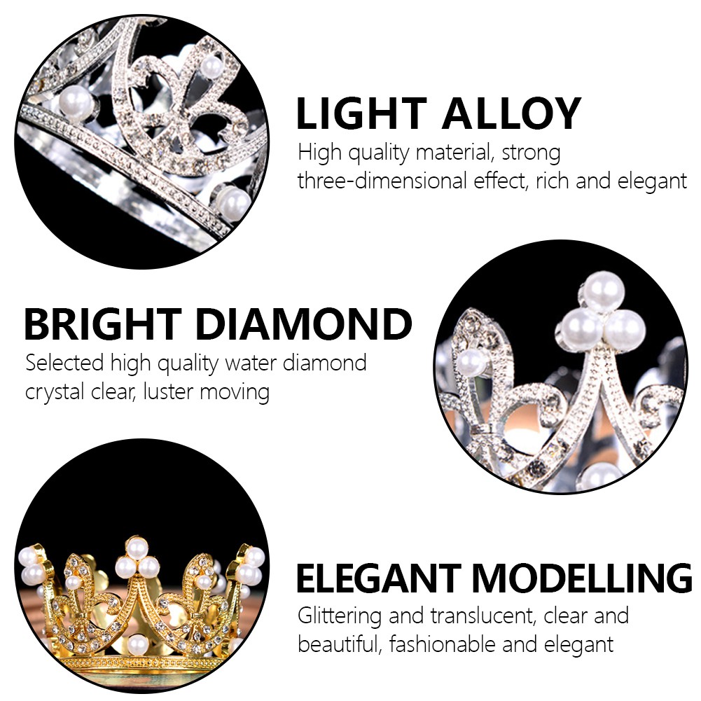 Topper Kue Bentuk Mahkota Aksen Mutiara Untuk Dekorasi Pesta Ulang Tahun