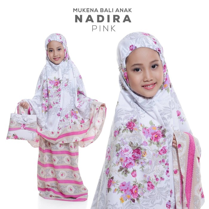 Mukena Bali Anak Kecil SD Nadira Pink Katun Rayon Motif Bunga - Bunga Umur 7-8 Tahun Terbaru