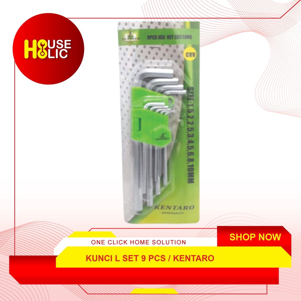 Kunci L Set 9 Pcs / Kunci L Hex Key Set / Long Kentaro