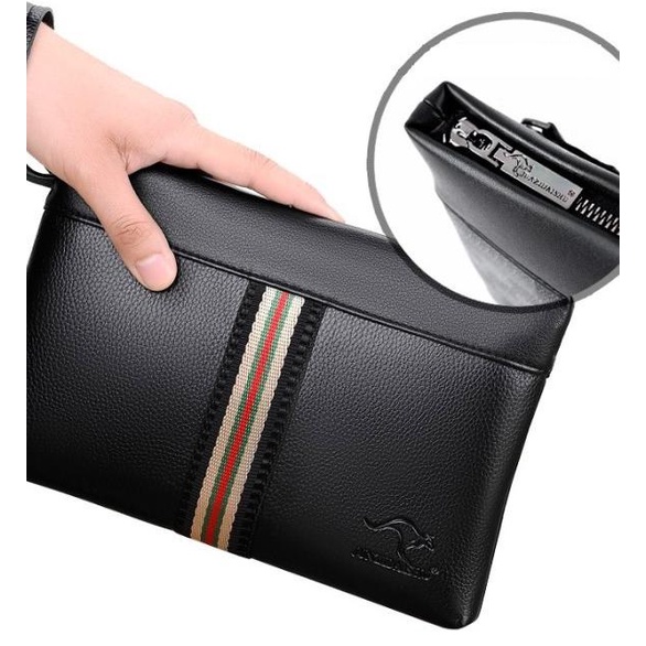 ✥ BC10 Business Clutch PU Leather Osaka Tas Tangan Handbag Pria Wanita - Hitam ✶