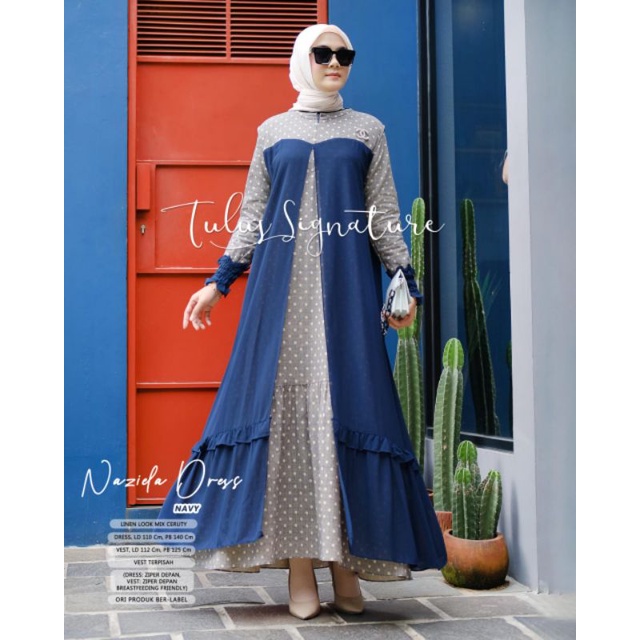 Dress wanita modern / Naziela Dress by tulus signature / dress polos kekinian