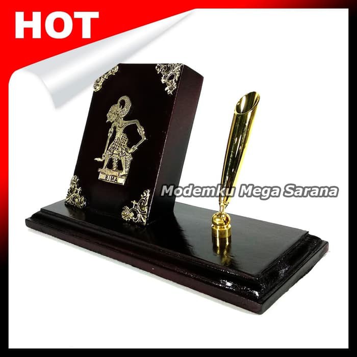 

Tempat Bolpoin Kartu Nama Kayu Wayang Bima Werkudara 16x7x12 cm