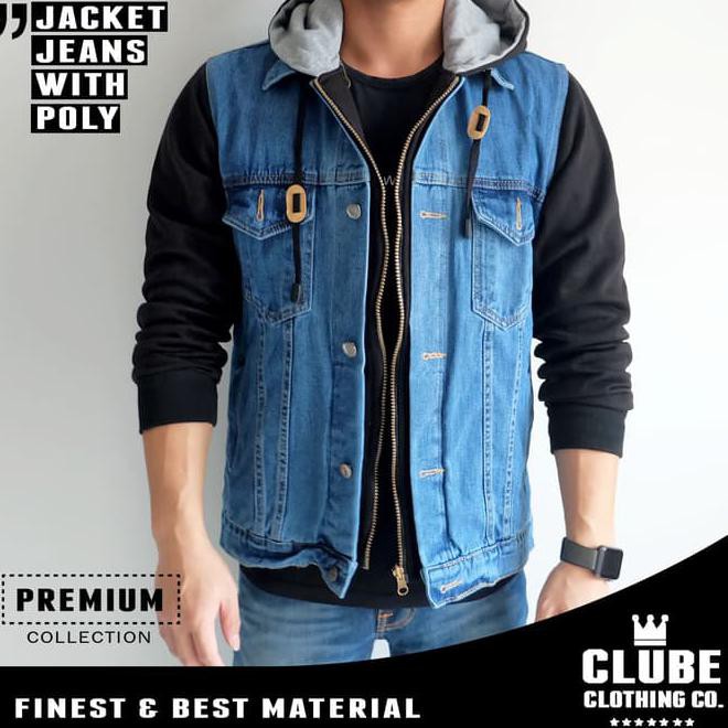 u6us jaket jeans pria / jaket denim cowok / jaket pria - navy, xl 6mou