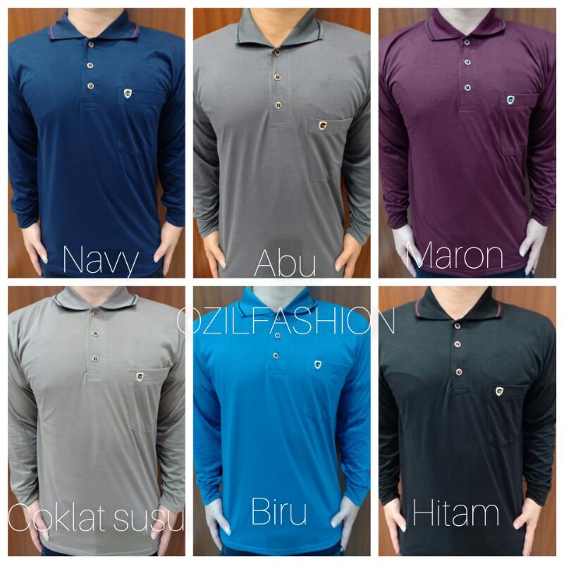Kaos Kerah Lengan Panjang//Kaos Lengan Panjang//Kaos kerah polos//Kaos kerah Pria//tokoozilfashion