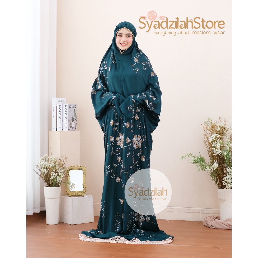 SYADZILAH - Mukena Terusan Dewasa Bordir Maryam Katun Rayon