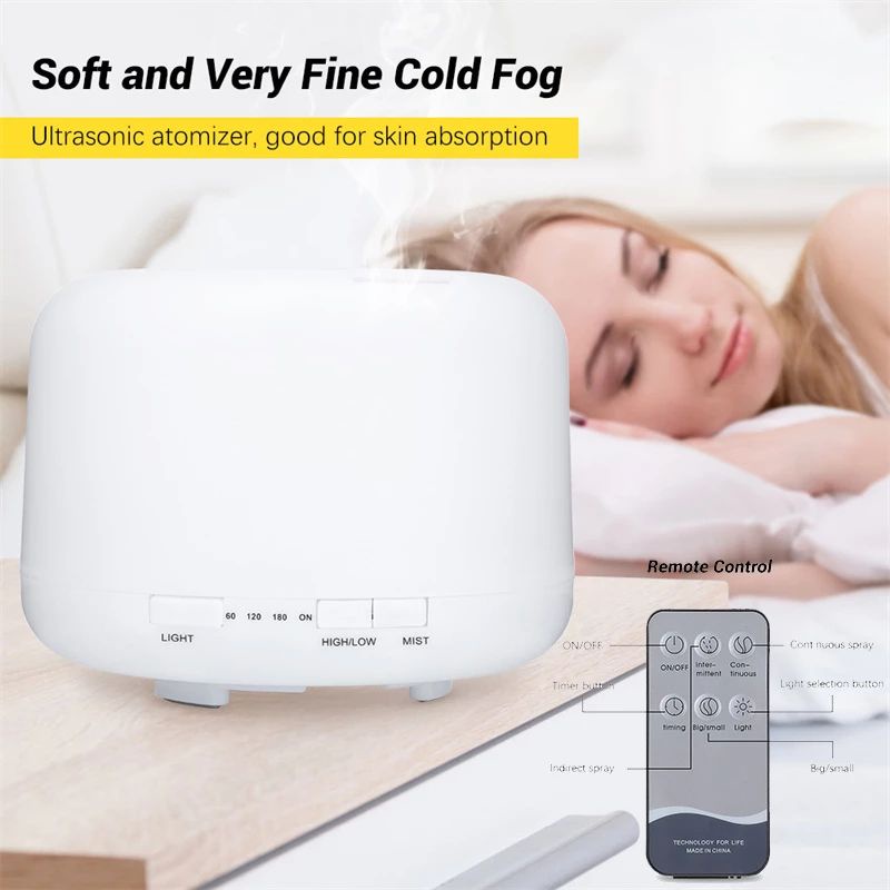 600ML Humidifier Diffuser Air Purifier Aromaterapy Essential oil Difuser + Remote+Free 2 Oil Essential