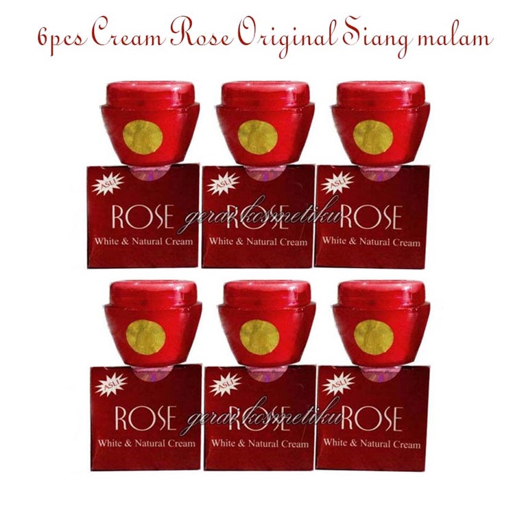 Paket Hemat 6 PCS Cream Rose Whitening Natural Original / Krim Pembersih Wajah Flek hitam / krem Glo