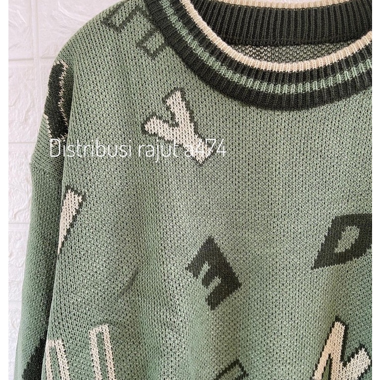 ABCD SWEATER KNITS MOTIF WANITA STREET STAYLE