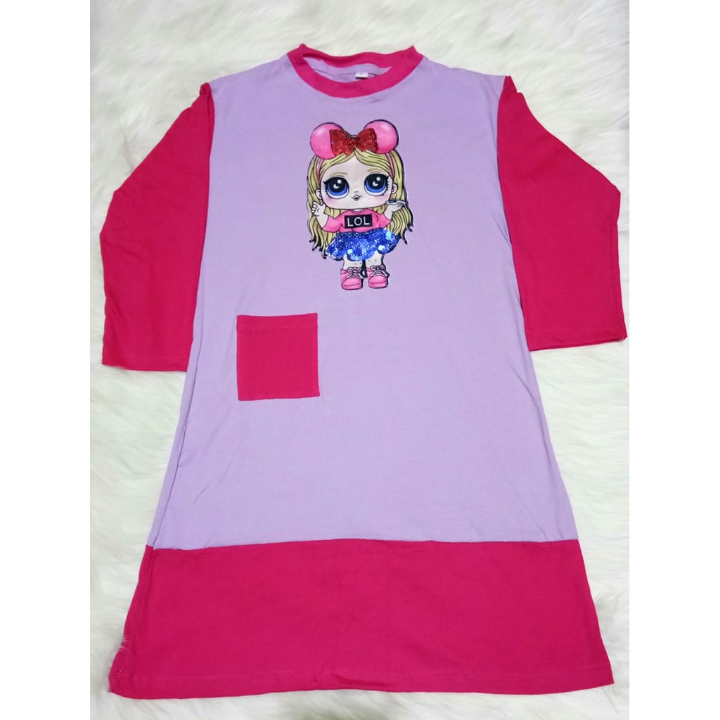 Baju Gamis Muslim Kaos Anak Perempuan led