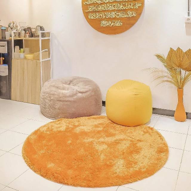 BIG SALE [JUMBO 150cm] KARPET BULU BULAT WOOL RASFUR SURPET BIG SIZE DIAMETER 150cm ANTI RONTOK