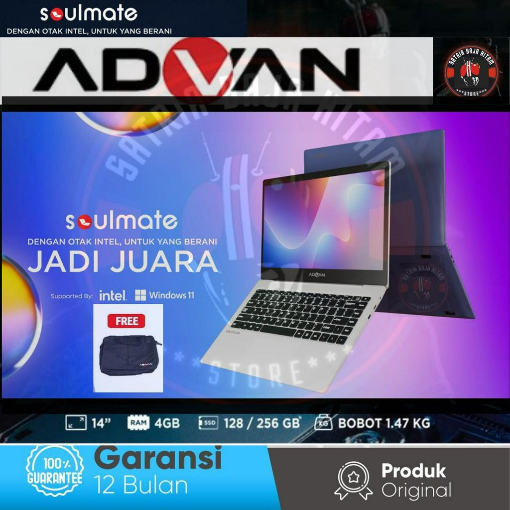 ADVAN Laptop Notebook Soulmate 14 inch RAM 4/128GB - WINDOWS-FREE TAS