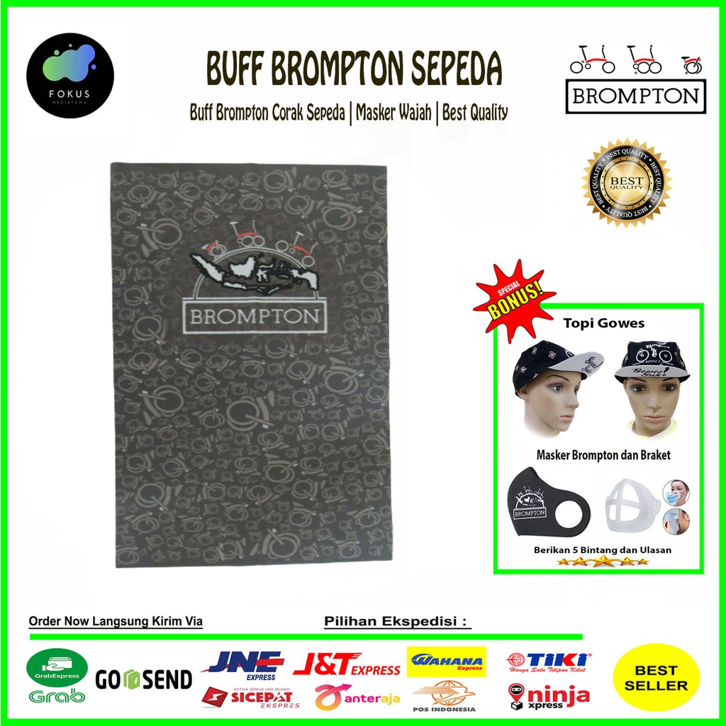 Buff Brompton Masker Brompton Original Buff Berkualitas - Abu Pulau