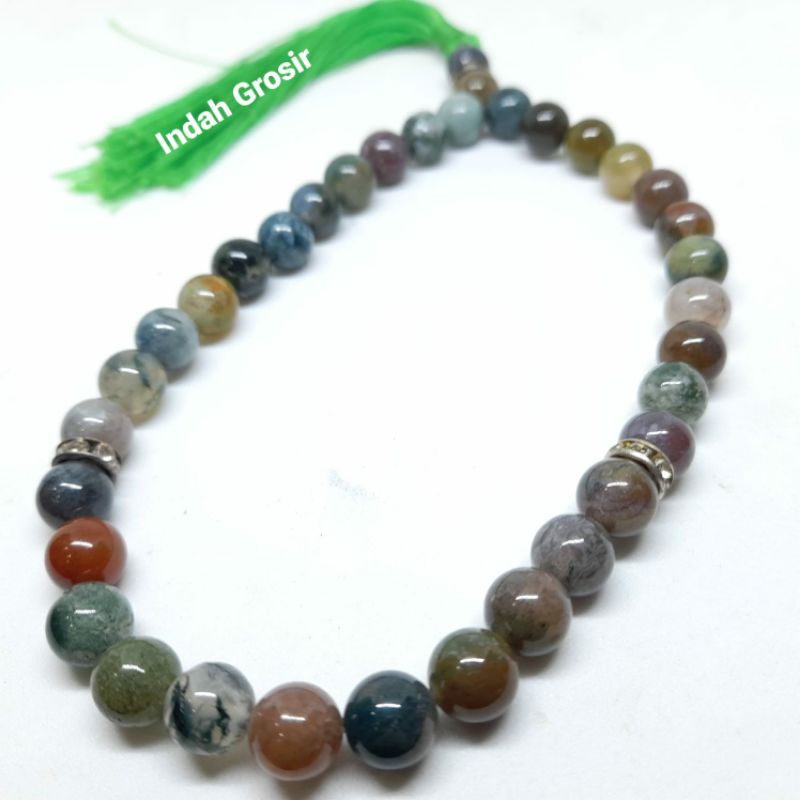 TASBIH BATU HIJAU AKI LUMUT SULIKI 8MM 33BUTIR ORIGINAL STONE