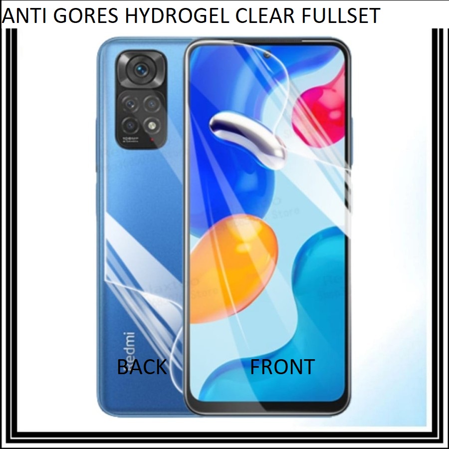 2 in 1 REDMI A1 NOTE 12 12 PRO 5G NOTE 11 NOTE 11 PRO NOTE 11 PRO 5G ANTI GORES HYDROGEL FULLSET CLEAR BENING DEPAN BELAKANG SCREEN GUARD JELL DAN PELINDUNG BELAKANG ANTI JAMUR  REDMI NOTE 11 PRO REDMI NOTE 11 PRO 5G