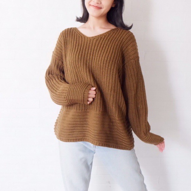 Vintage House Kayra Oversized Sweater ((Sweater Rajut Wanita Korea / Korean Sweater)-8