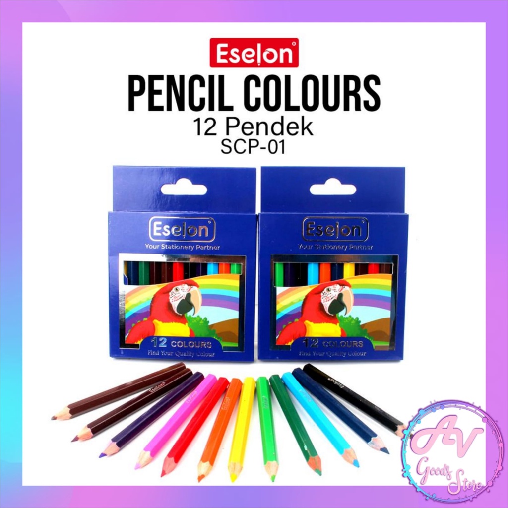 pensil warna / color pencil 12colors / PENSIL WARNA PANJANG PENDEK 12 WARNA ESELON-1