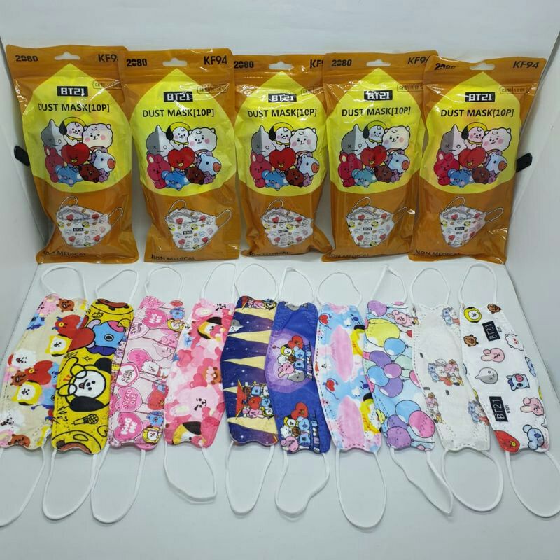 Masker Anak KF94 BT21 Anak isi 10 pcs