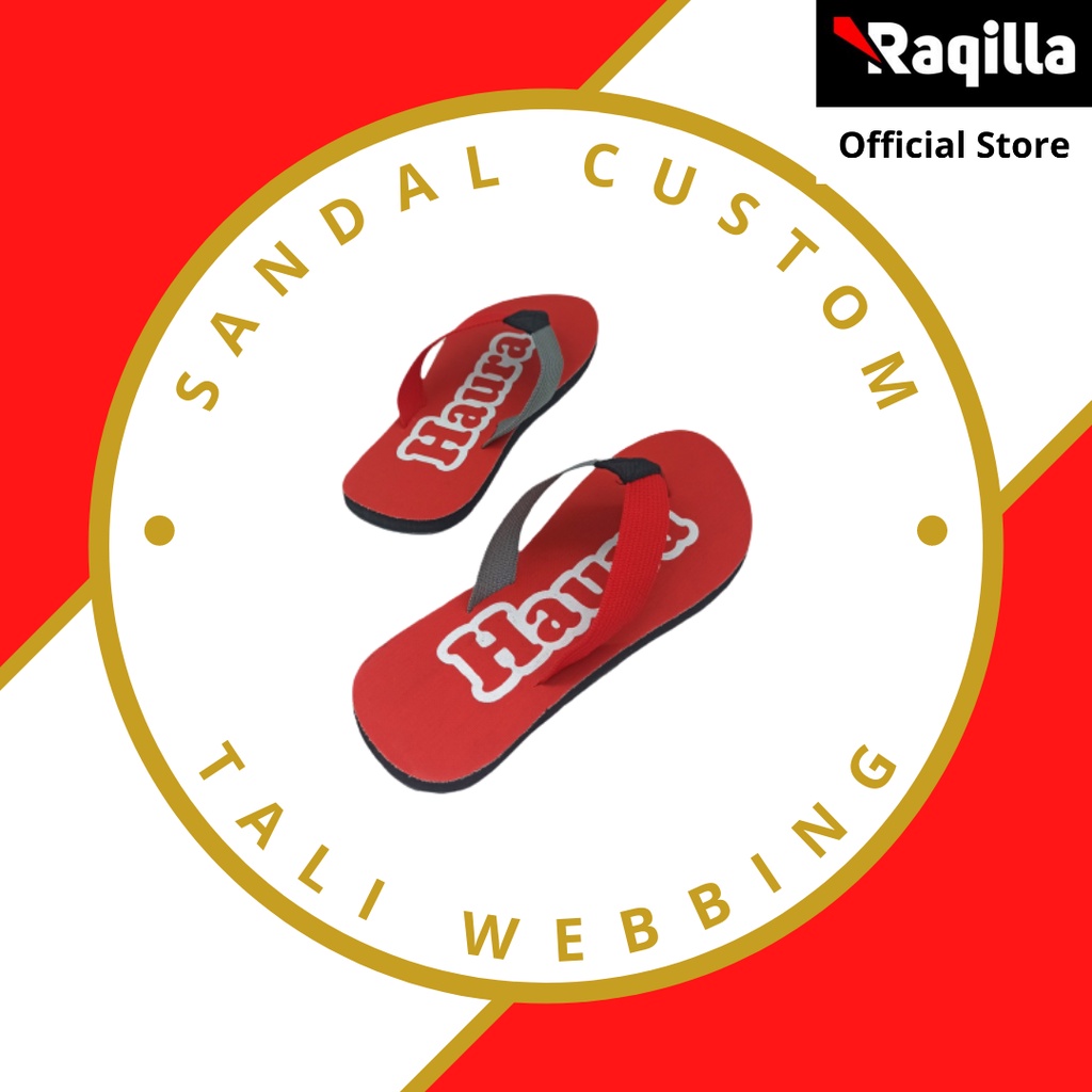 Sandal Jepit Custom Nama Tali Webbing Merah Editions