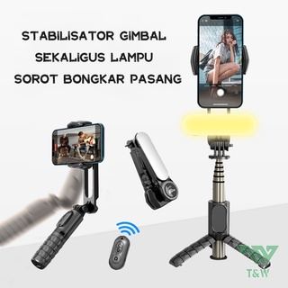 T&W Gimbal Stabilizer Handphone Auto Balance Selfie Stick and Tripod Fill Light Gimbal Hp with Wireless Bluetooth Remote