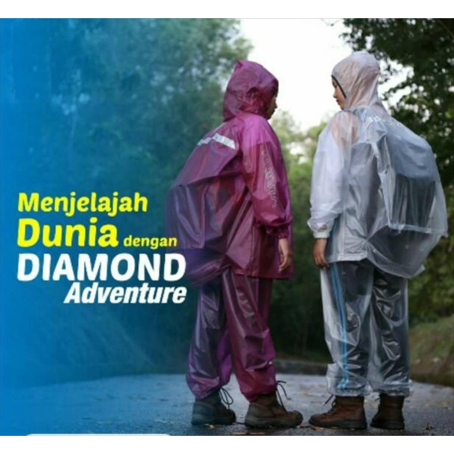 Jas Hujan Mantel Hujan Jaket Celana Plevia Diamond ADVENTURE BP7001 dengan Back Pack Tas Belakang 7001