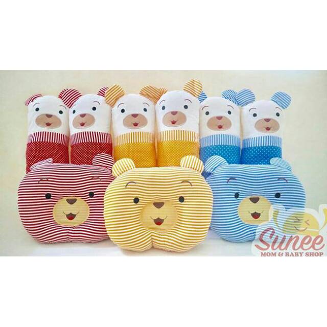 Set Bantal Peyang dan Guling Bayi Anak Karakter Lucu Beruang / Bear