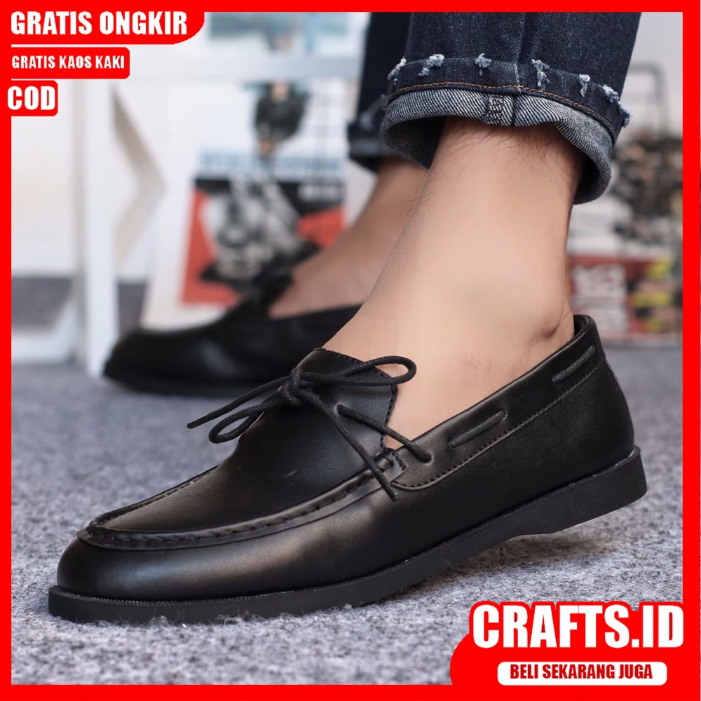 CRAFTS X ELDR Sepatu Slip On Pria Sepatu Pria Casual Sepatu Slip Antislip Slop Kerja Kantor Cowo/Cowok Kulit Pu Sepatu Kerja Pantofel Semi Formal Sepatu Kasual Santai Gaya Keren Kekinian Murah Terlaris