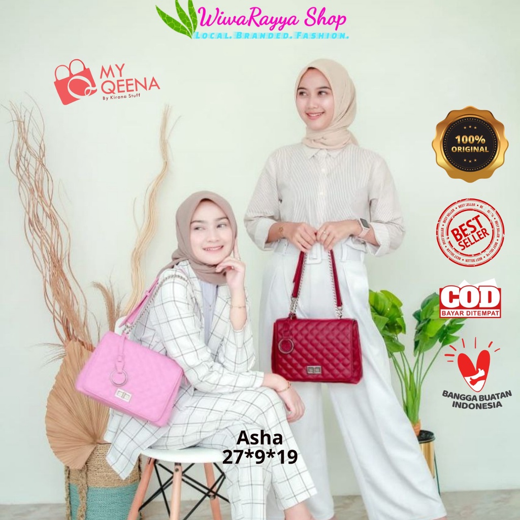 Tas Wanita Sling bag Shoulder bag ASHA 2in1 Original My Qeena by Kirana Stuff FREE CARD HOLDER