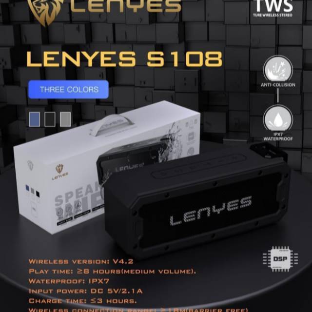 Speaker bluetooth portable waterproof tahan banting lenyes original s108