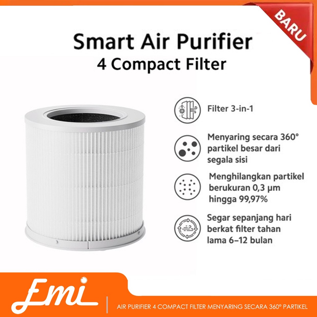 Mi Air Purifier 4 Compact Filter Penyaring Udara 360° Partikel