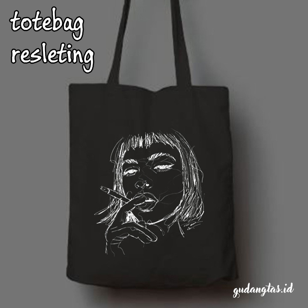 SPESIAL PROMO 10.10 - TOTEBAG BERBAHAN SEMI KANVAS [MUAT LAPTOP] RESLETING SMOKING | TOTEBAG HITAM | TOTEBAG SEMI KANVAS | TOTEBAG WANITA/PRIA | TOTEBAG BESAR | TOTEBAG MUAT LAPTOP UKURAN 33x38 CM