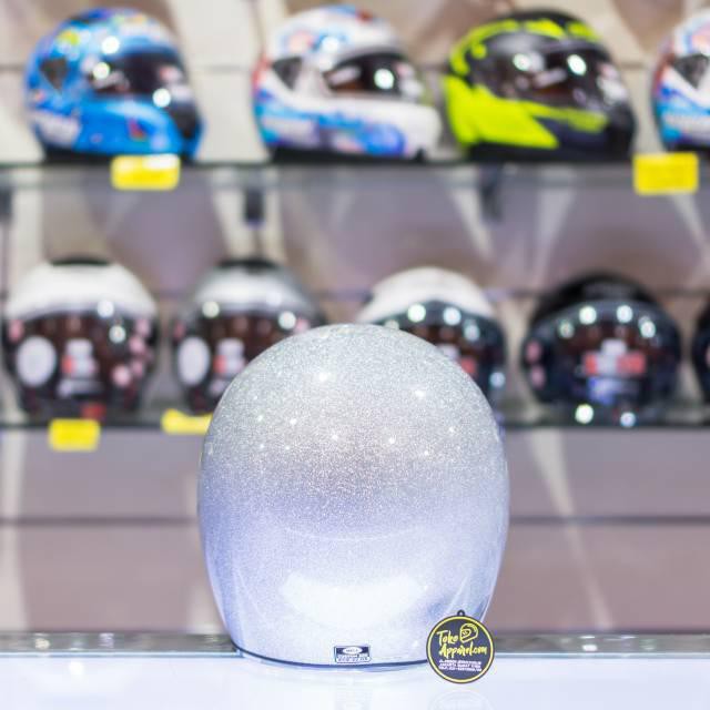 HELM BELL CUSTOM 500 GLOSSY SILVER FLAKE.. BELL CUSTOM IMPORT ORIGINAL