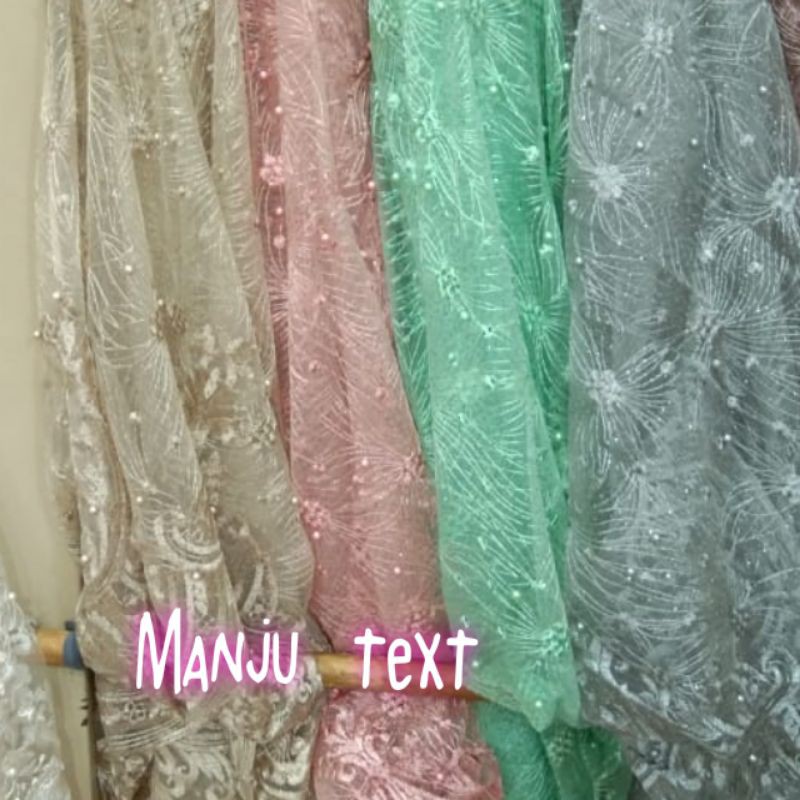 Kain tille renda mutiara / tile renda/ bahan seragaman,dress,dll TERMURAH