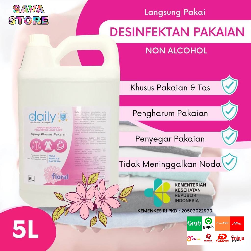 DESINFEKTAN DAILY FABRIC SPRAY ANTISEPTIC 5 LITER KHUSUS UNTUK PAKAIAN ANTIBACTERIAL