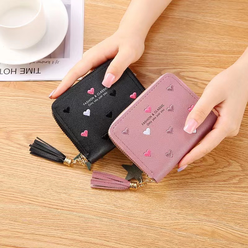 Dompet Wanita Motif Love Kecil Dompet kartu Cantik#219