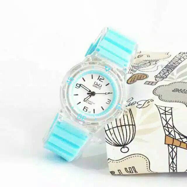 Jam Tangan Wanita Sporty Q&amp;Q Angka Strap Jelly Transparan Small Size