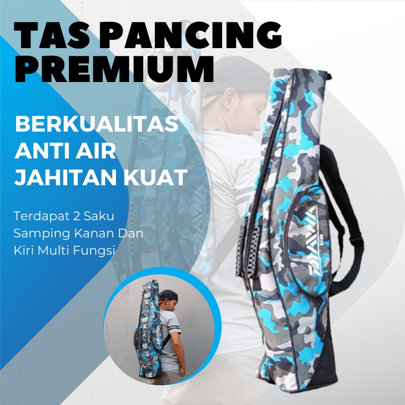 Tas Joran Pancing Laut - Tas Pancing Jumbo - Tas Pancing Ransel Besar - Loreng Biru, Ransel