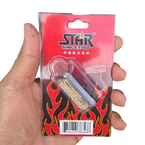BATU SUMBU ZIPPO SET MERK STAR / Korek Sumbu Dan Batu  Isi 7 Pcs | DN