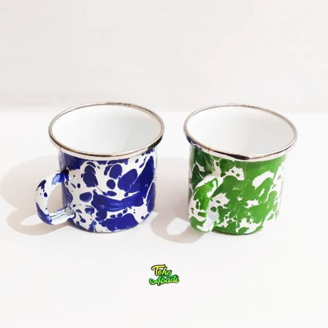 Promo Mug Gelas Cangkir Teh Kopi Enamel Blirik Jadul kecil Klasik seng
