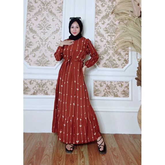 [BISA COD]Gamis Lengan Panjang Terlaris|Motif Benang Love|Gamis AMINA