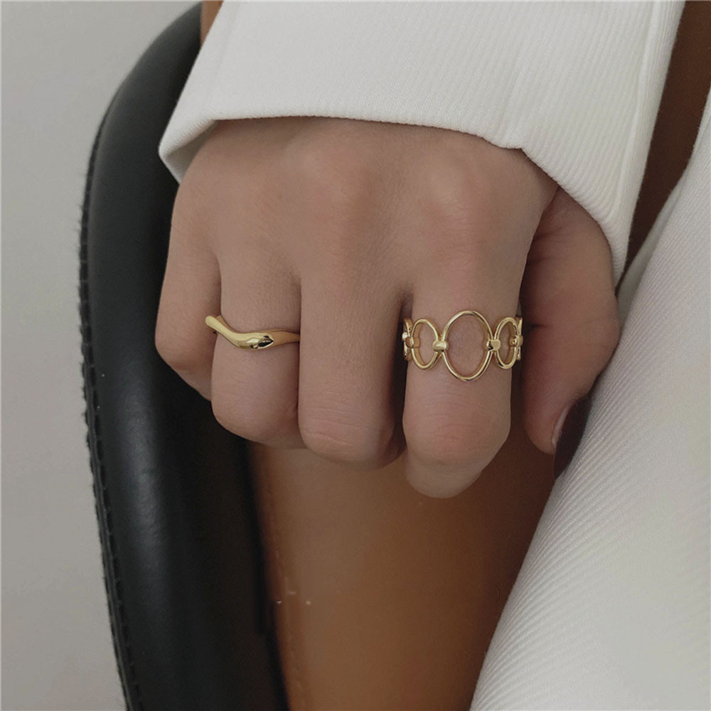 2pcs / Set Cincin Bulat Model Hollow Out Untuk Aksesoris Perhiasan