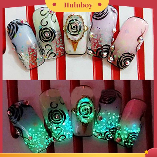 Huluboy Huluboy♡ 1pc Stiker Glitter Luminous Bahan Akrilik Untuk Dekorasi Manicure