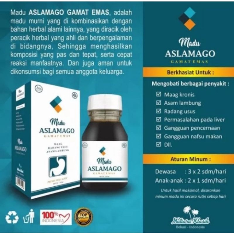 

Madu ASLAMAGO Isi 350 gr Madu Maag/ Lambung/ Gerd Madu ASLAMAGO GAMAT EMAS