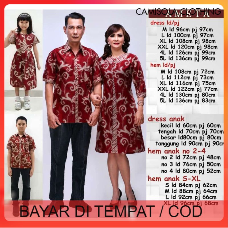 Baju batik cople keluarga set sarimbit couple family modern seragam kebaya terbaru natal anak ameta