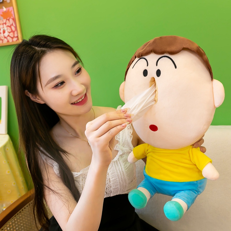 Mainan Bantal Kotak Tisu Bentuk Crayon Shin-chan Bahan Plush Lembut Untuk Hadiah Kekasih