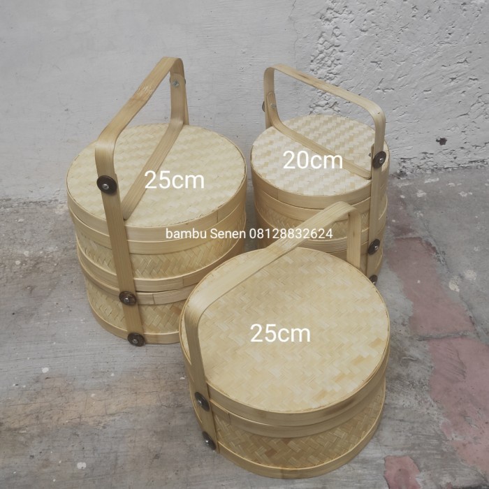 rantang bambu susun 2 RANTANG BAMBU PUTIH 20CM SUSUN 2 tenong