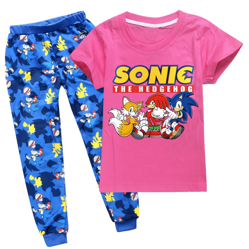 Setelan Kaos T Shirt Anak Laki Laki Perempuan Gambar Kartun Sonic The Hedgehog Celana Pendek Shopee Indonesia