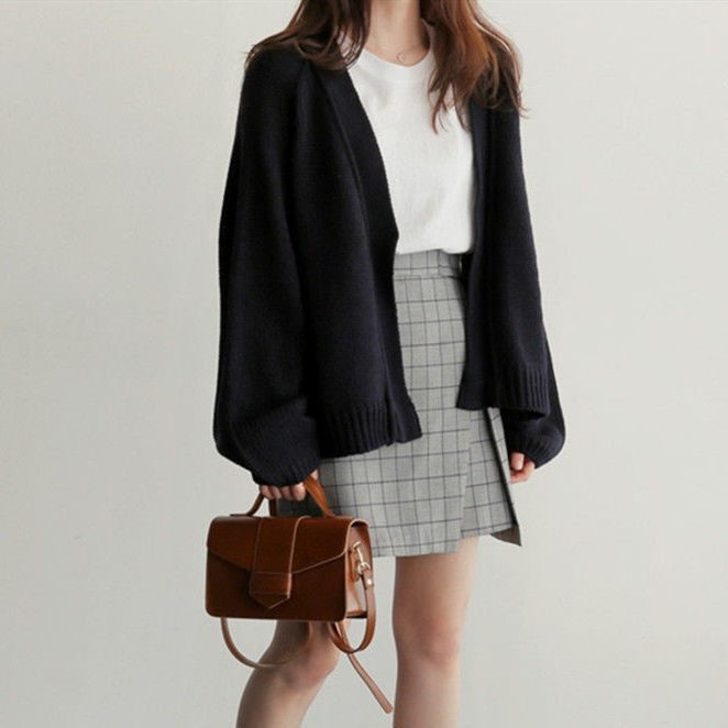 #Sisjuly# Mantel sweater kardigan rajutan pendek longgar baru untuk wanita pelajar perempuan