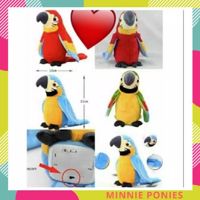 talking bird burung beo mainan anak bisa bicara menirukan suara / boneka beo ngomong talking parrot